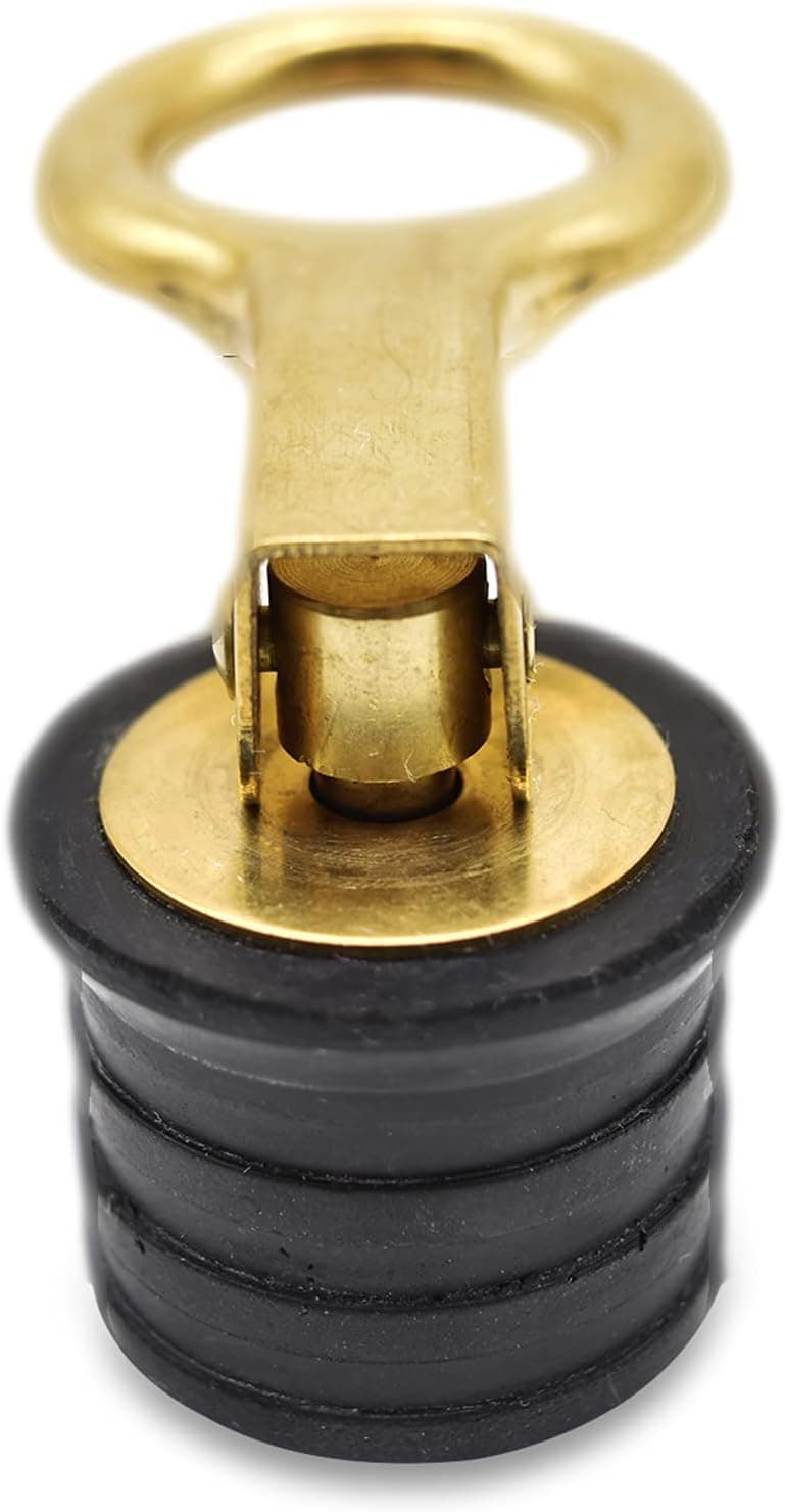 MARINE CITY Brass Snap Handle Drain Plug Easy Use Durable Strong and Sturdy Fine Finish with Innovative Design 1 Inch Drain Plug for Boats Yachts Kayaks Marines (Pack of 1)
