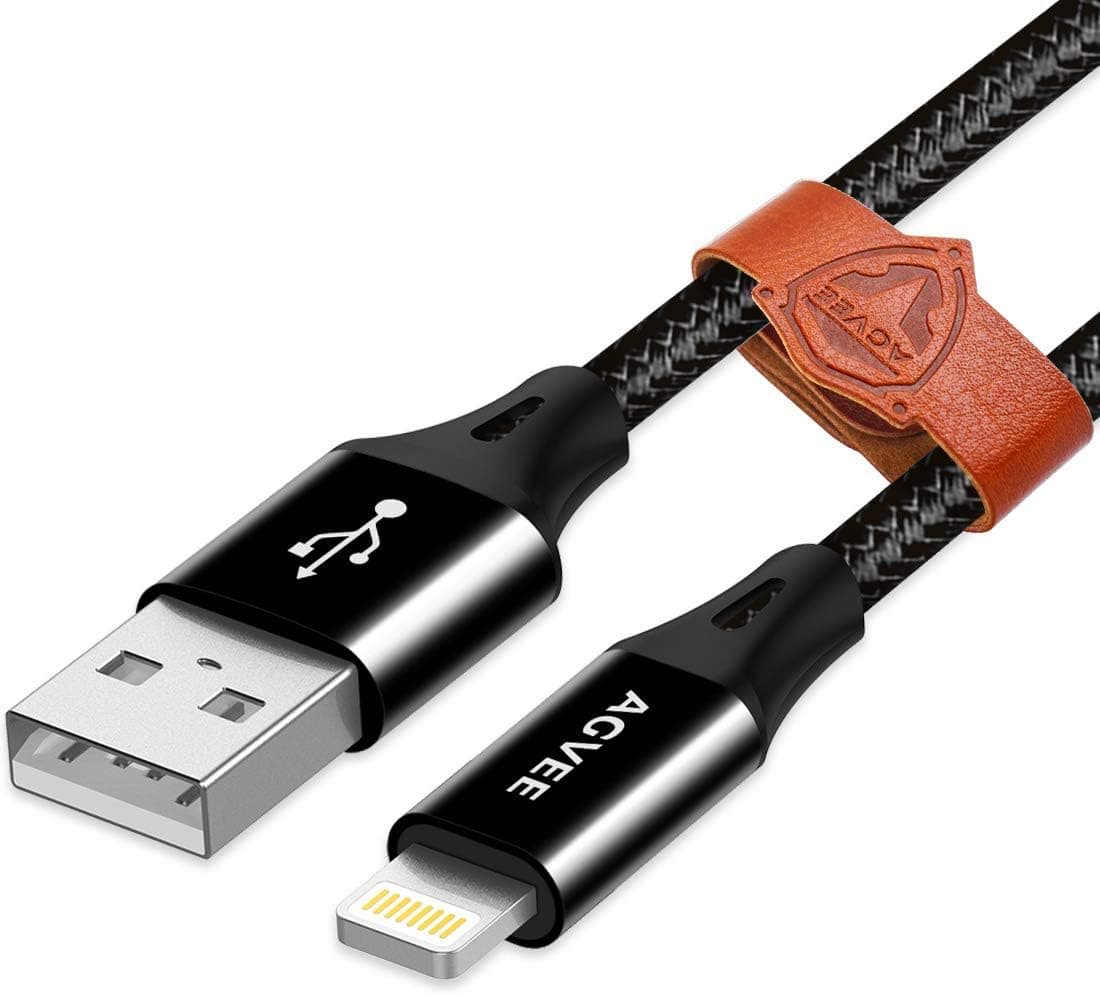 AGVEE [3 Pack 10ft] for iPhone Charging Cable, Braided Heavy Duty Durable Long Lightning Charger Data Cord for iPhone X 8 7 6s 6 Plus 5 SE 5C i5 i6 i7 i8 XR Case Friendly, Black