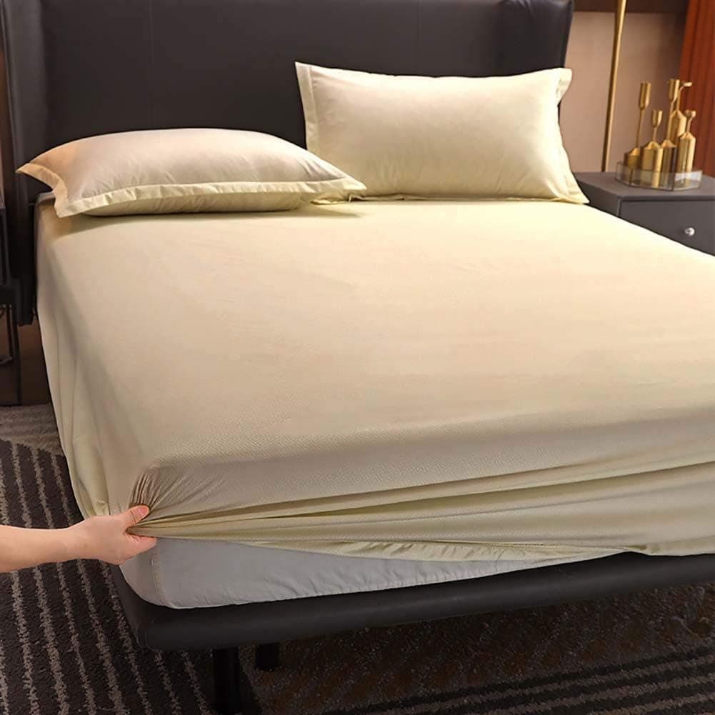 Sooupowly Fitted Sheet Twin Extra Long (XL) 1 Single White Fitted Bottom Sheet Only 400 Thread Count Cotton Fitted Sheet Bed Fits Mattress Upto 12'' Deep Pocket