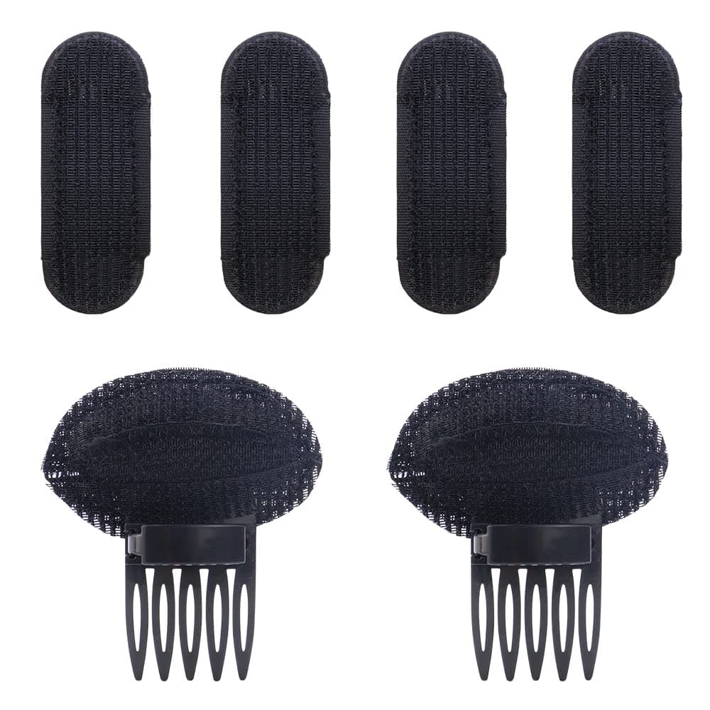 NAIHOD 6 Pcs Volume Hair Base Set Puff Hair Head Cushion Styling Insert Braid Tool Invisible Fluffy Hair Pad Bump up Comb Clip Sponge Bun Hair Pad Fluffy Hairstyle Tools Accessories for Women Girl