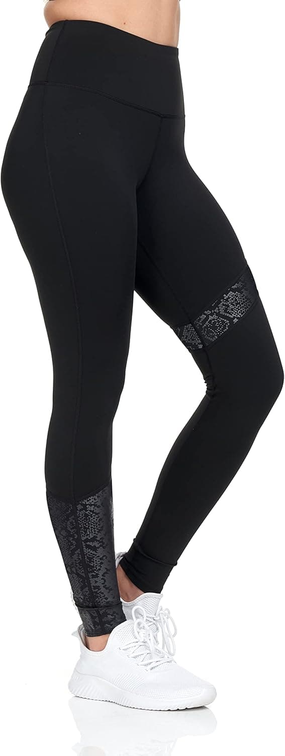 BSP Better Sports Performance 7/8 Workout Leggings for Women with Rubber Pattern, Compression Yoga Pants