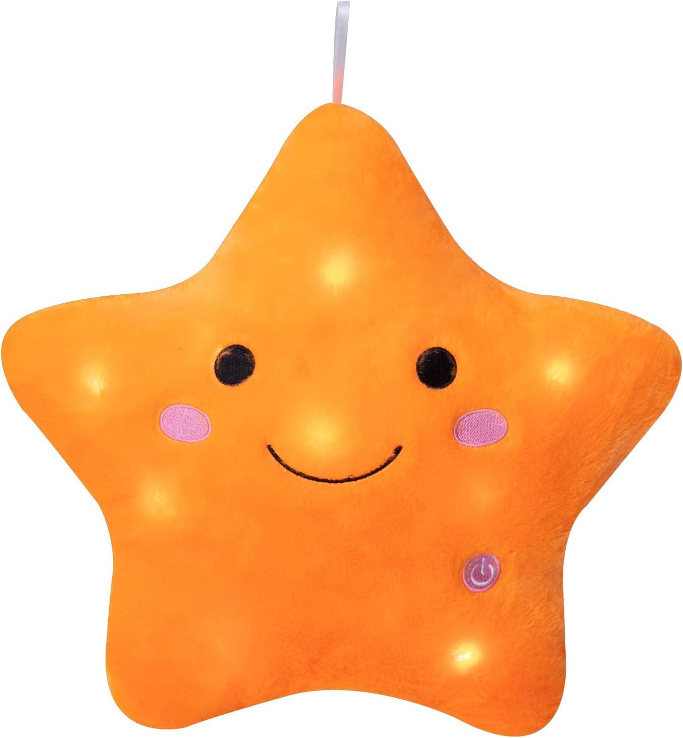 Dearsun Twinkle Star Color Night Light Plush Pillows Light up Night Stuffed Toys Perfect for Birthday (Orange)