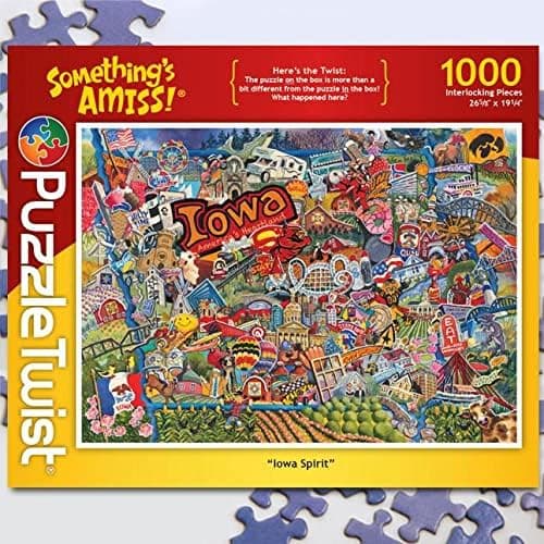 PuzzleTwist Jigsaw Puzzle | "Iowa Spirit" | Something's Amiss! Series | 1000 Pieces | State Pride Family Pastime