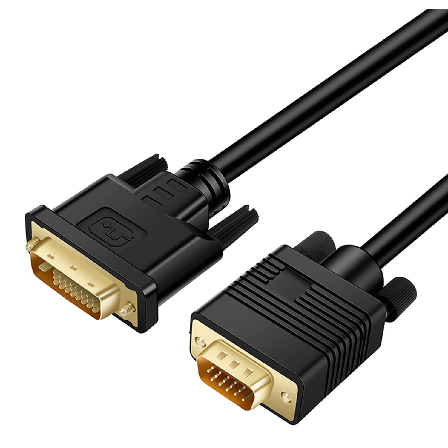 A-technology DVI to VGA Cable 3Ft(1m) DVI 24+1 DVI-D M to VGA Male Gold Plated 1080P with Chip Active Adapter Converter Cable for PC-DVD-Monitor-HDTV-Laptop- Projector