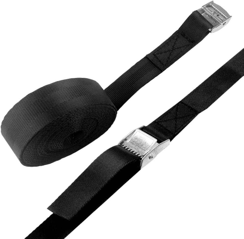 Go Lashing Strap | 2pcs 5ft Nylon Cargo Metal Ratchet Tie Down Cam Buckle with Teeth Clamp Mechanism