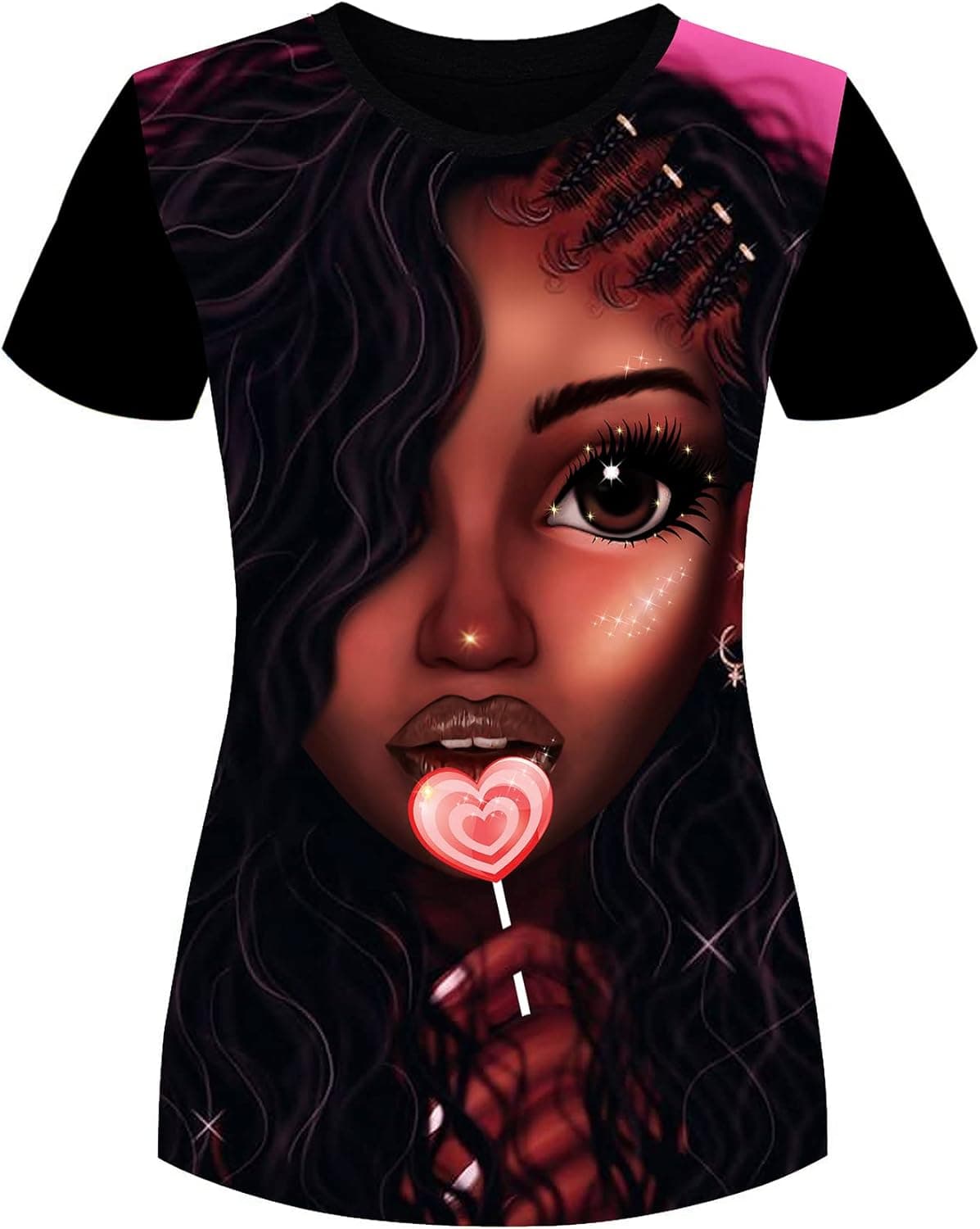 Women's T-Shirts Black History Month Afro Word Art Natural Hair 3D Floral Print Casual Tops for Women Tees