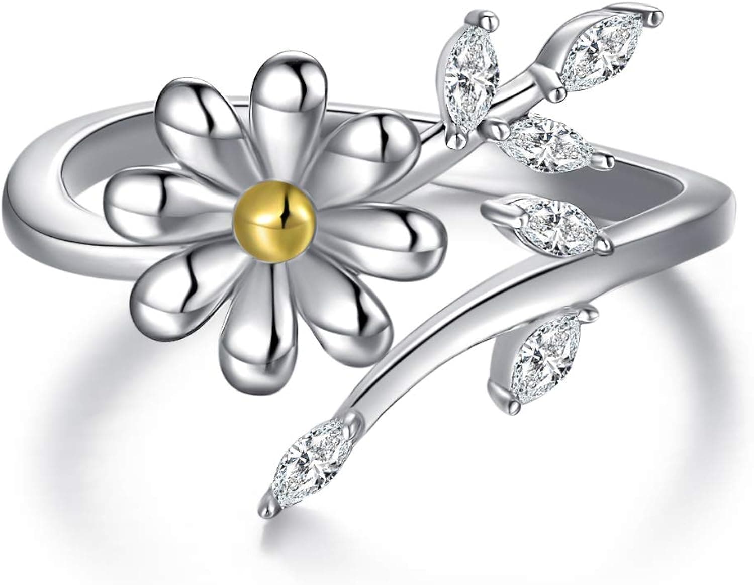 Sterling Silver Daisy Flower Thumb Toe Ring Size 8 Sunflower Jewelry Birthday Gift for Her Mom Wife Women Teen