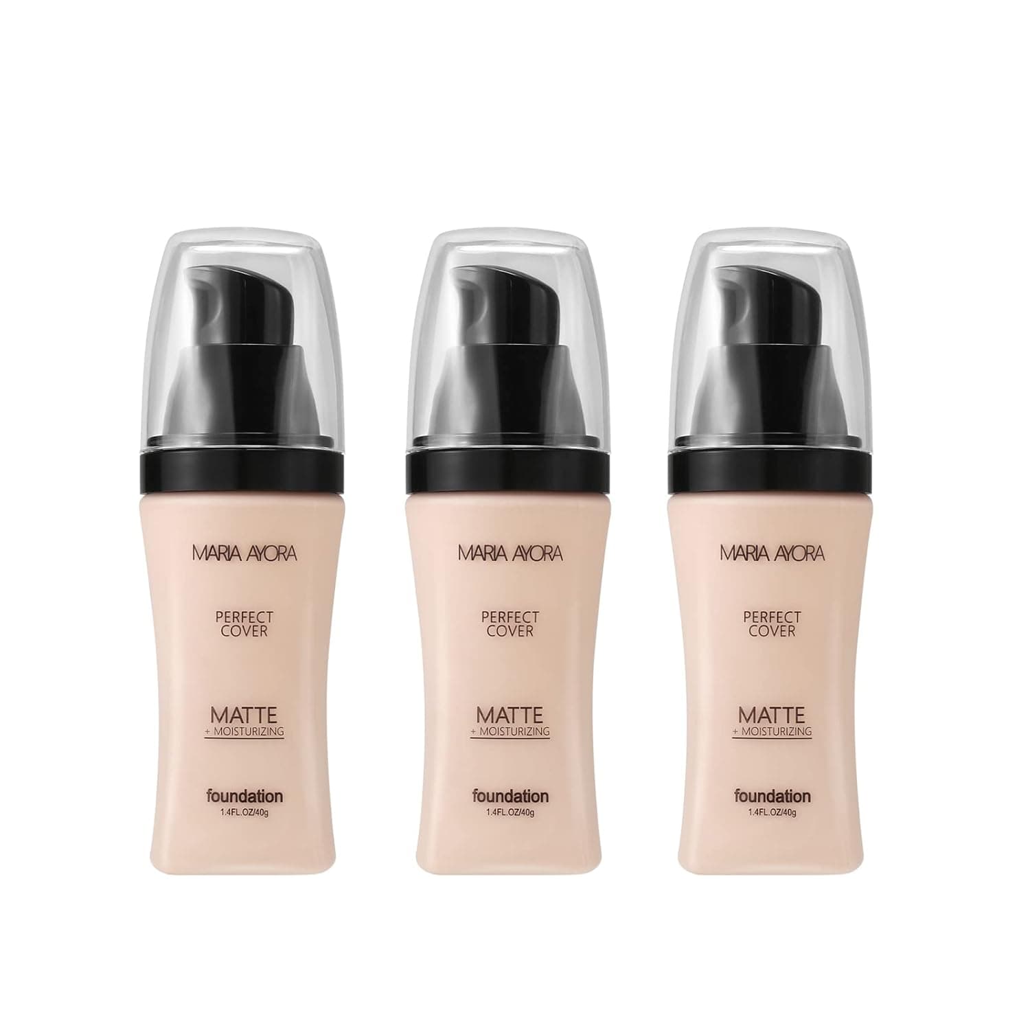 3 Pack MARIA AYORA Liquid Foundation Makeup,Matte Face Makeup Foundation,Moisturizing,Lightweight,1.4fl oz 1 Bottle(04 Beige)