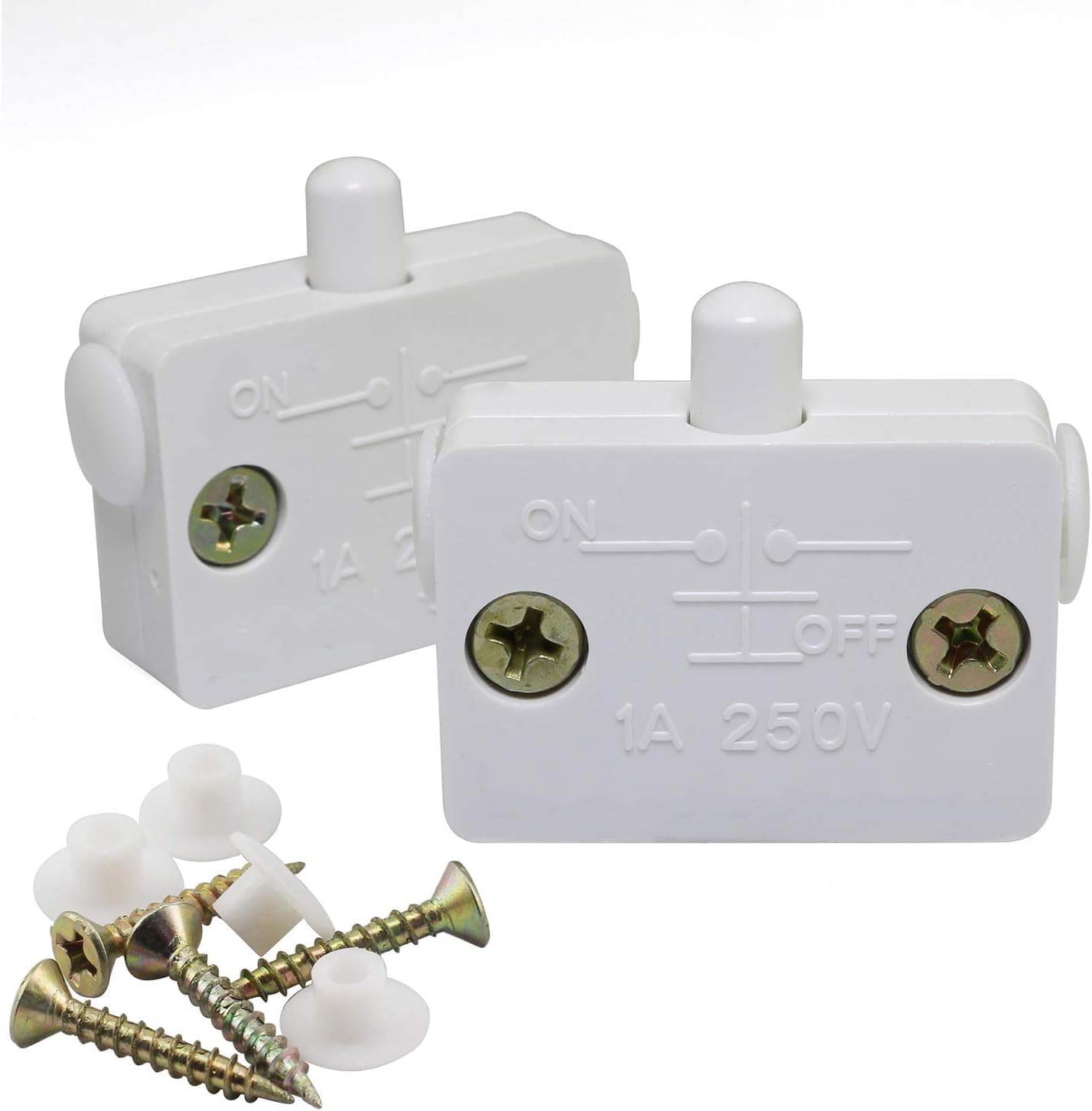 Tegg 2 PCS Cabinet Lamp Switch Wardrobe Touch Switches Drawers Light Switch Open On Close Off Ultrathin White