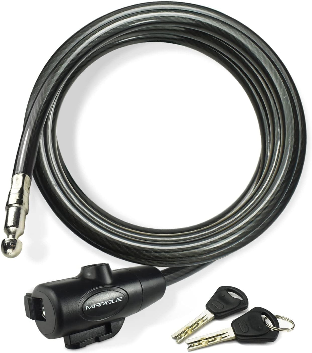 MARQUE Bike Lock with Key – 3/8” (4Ft, 7Ft, 15Ft, 25Ft) Straight Cable Locks with Keys, Anti-Theft Security Cable for Bicycles, Scooters, Kayaks, Paddle Boards, Gates