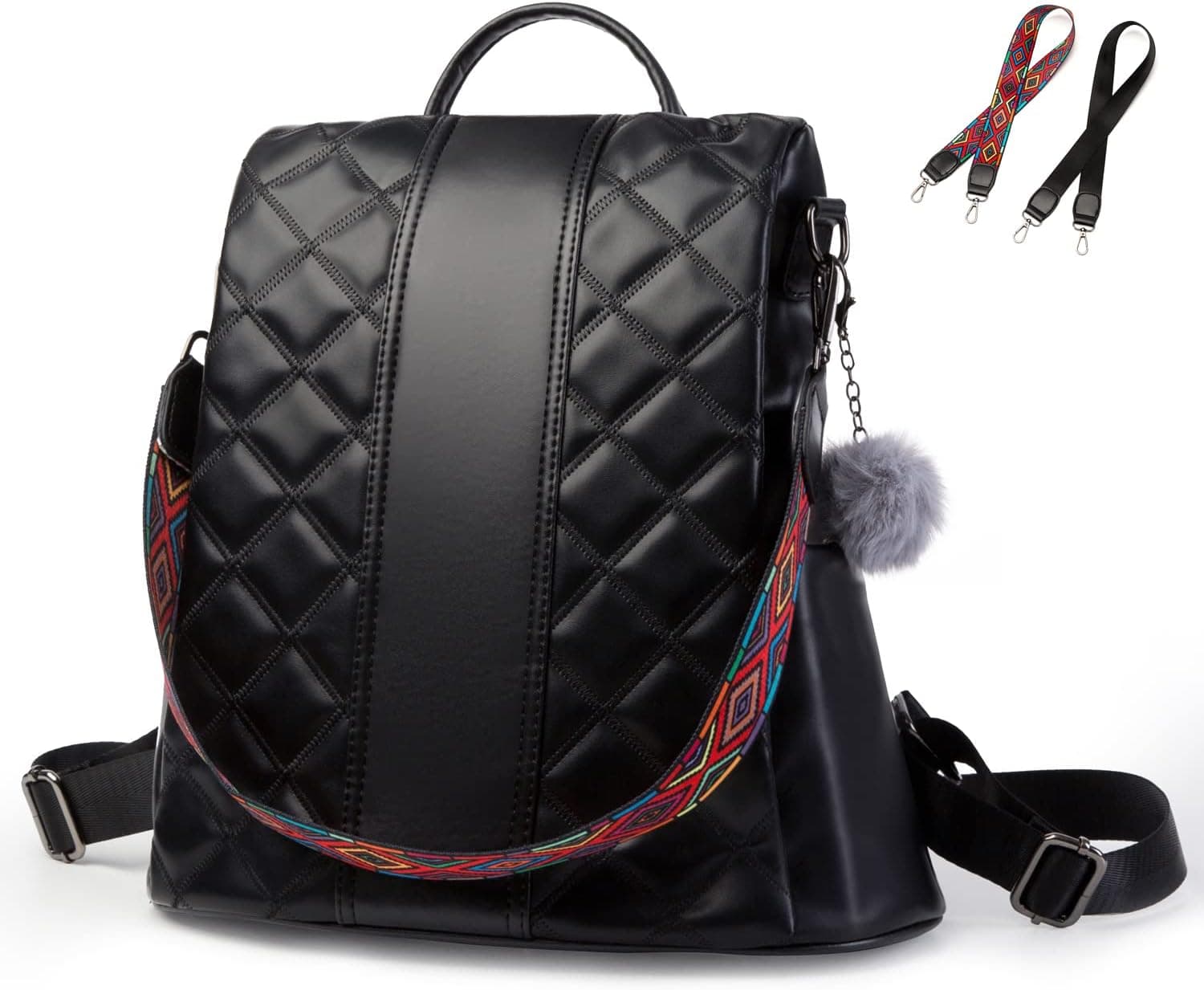 Herald Fashion Quilted Small Backpack Purse for Women Anti Theft Convertible Handbags and Shoulder Bag with Colorful Strap