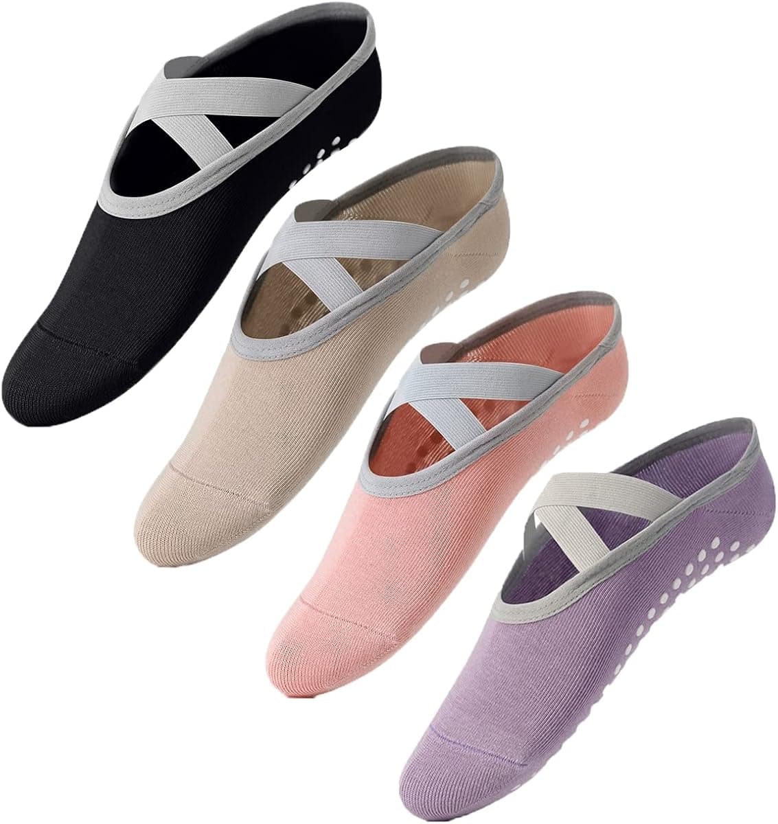 Yinxily Non Slip Yoga Socks for Women,Sticky Sock for Pilates & Pure Barre & Walking & Bikram Fitness Socks with Grips