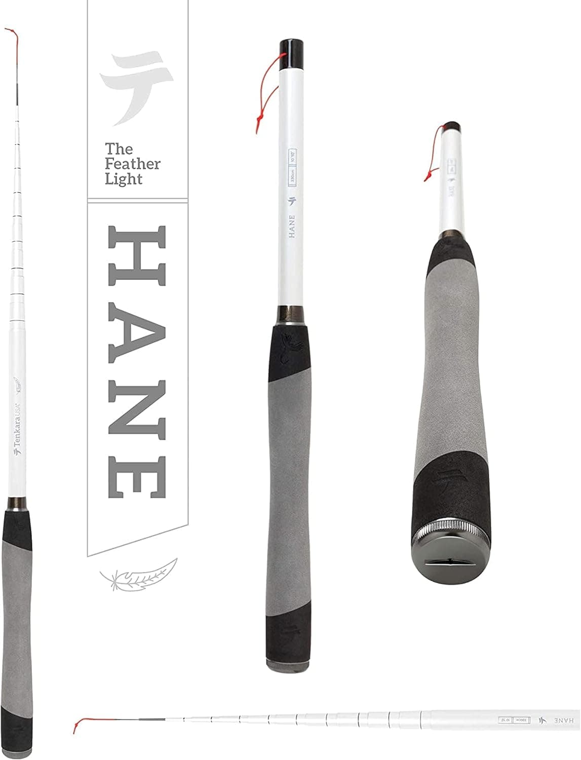Tenkara USA Fly Fishing HANE™ Rod with Case, Super Compact All-Around for Small & Medium Fish - Ultra-Portable, Carbon Fiber, Lightweight (10ft10in - 330cm)