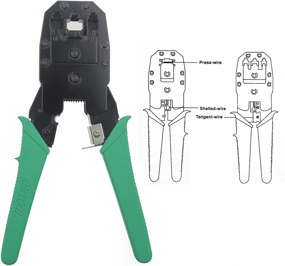 Enterest Ethernet 3-in-1 Modular Crimping,Cutting,Stripping Tool Compatible with 8P8C/RJ-45, 6P6C/RJ-12 and 6P4C/RJ-11 Connectors
