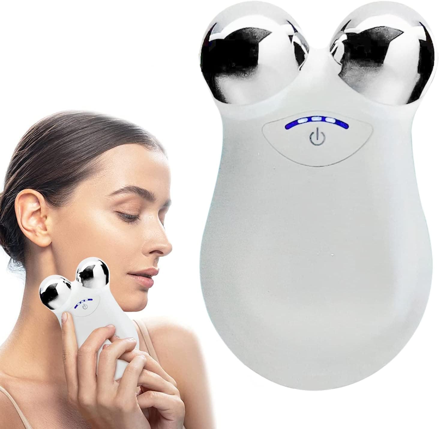 with Plenty face Cream,one Mini microcurrent face Lift Skin Tightening RejuvenationSpaFacialWrinkleRemoverToningDeviceMassage Machine (Current tic Feeling, Don't Worry) (Angel White)