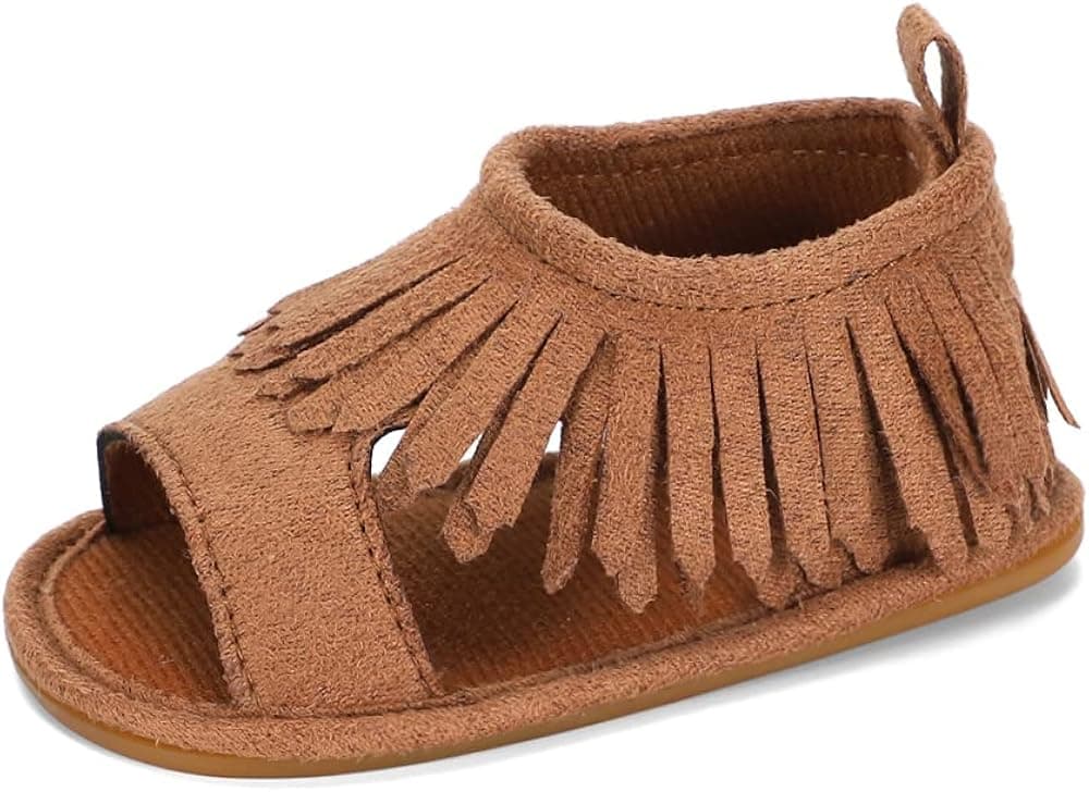 ESTAMICO Baby Infant Girls Tassel Anti-Slip Summer Prewalker Toddler Sandals