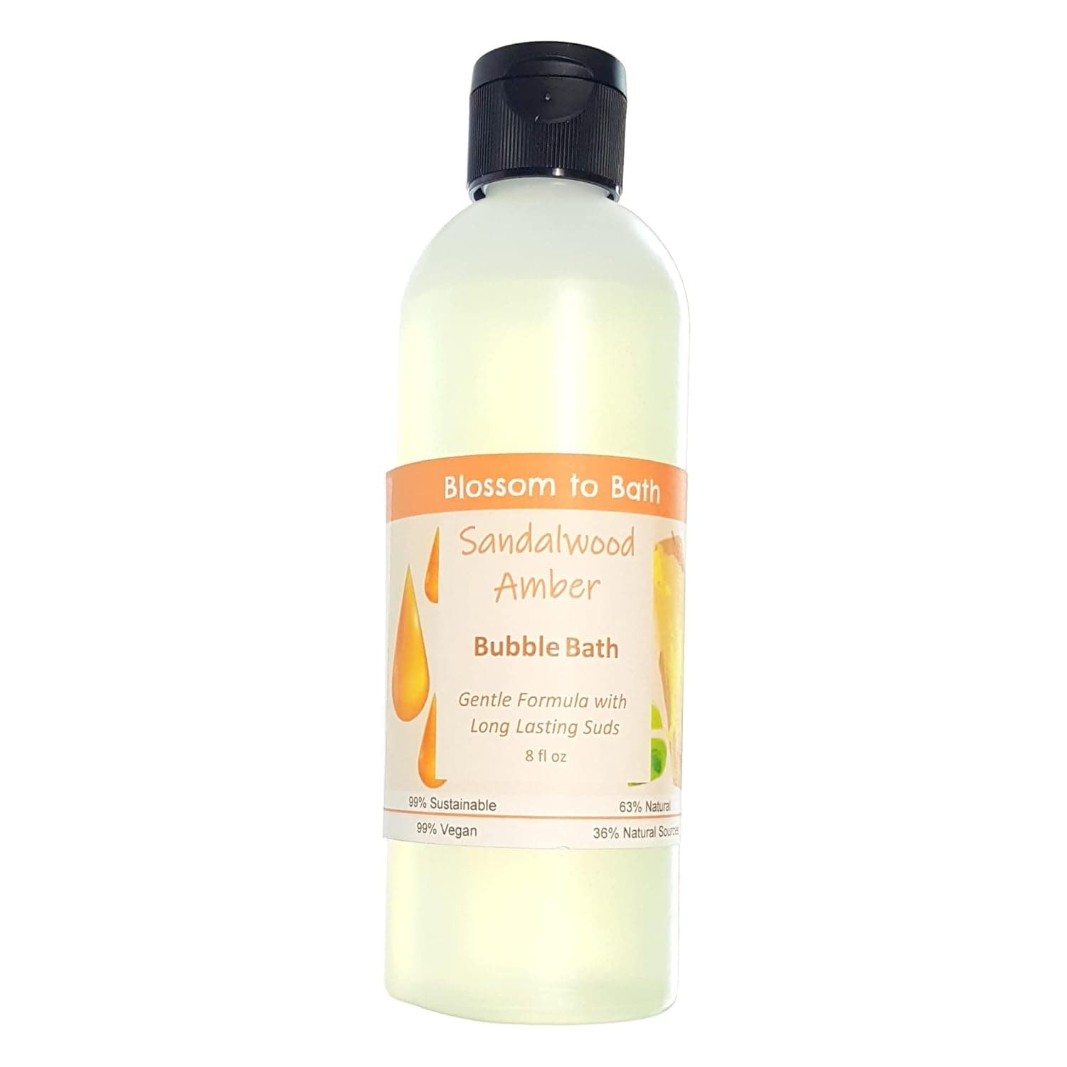 Sandalwood Amber Bubble Bath (8 Ounce) - Phthalate Free Fragrance - Makes A Fun Filled Tub with a Woodsy Warm Scent