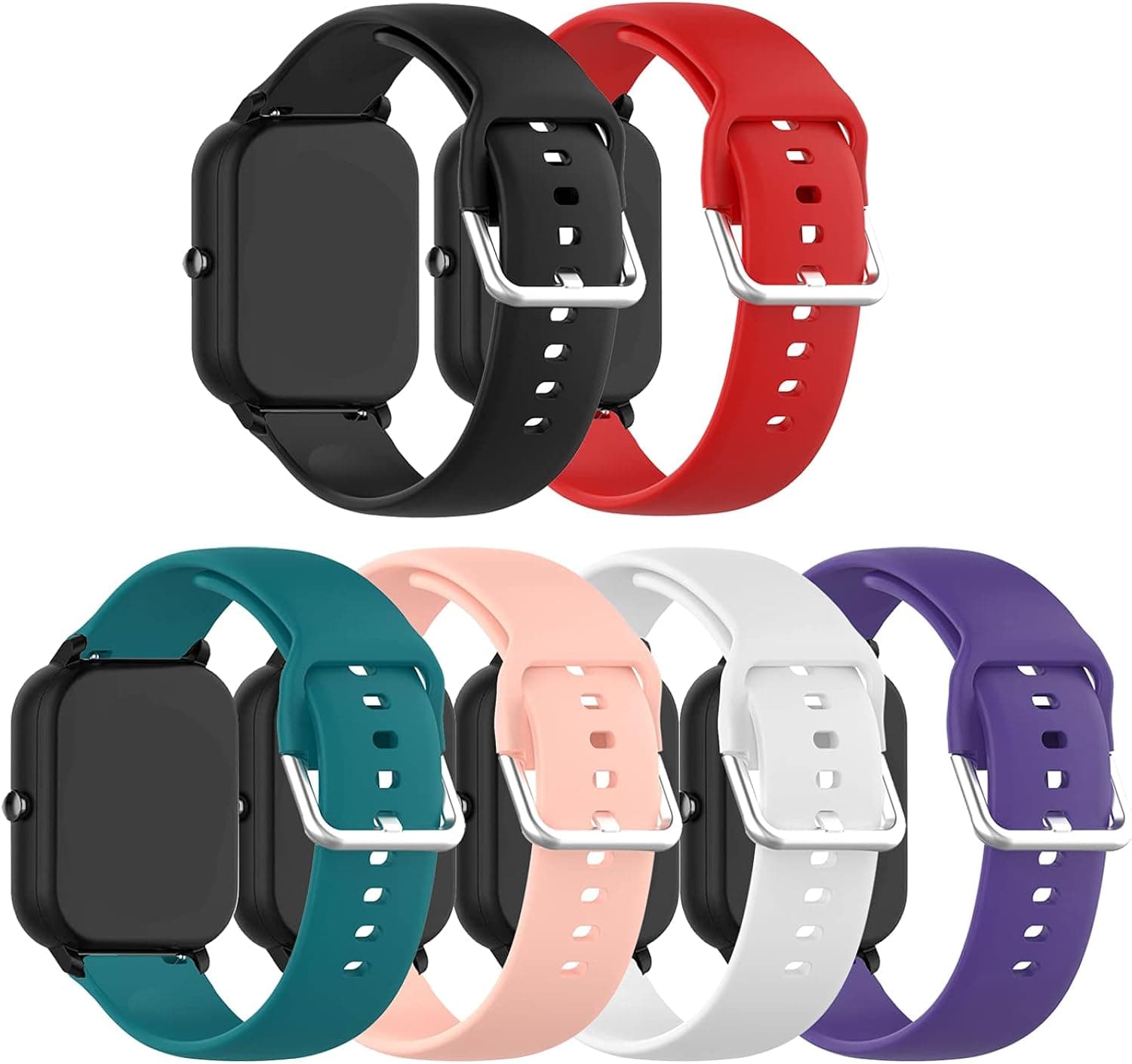 E ECSEM Bands Compatible for TOZO S2 1.69inch Watch Straps Classic Soft Silicone Lightweight Breathable Quick Fit Replacement Wristband for TOZO S2 Smartwatch for Women Men