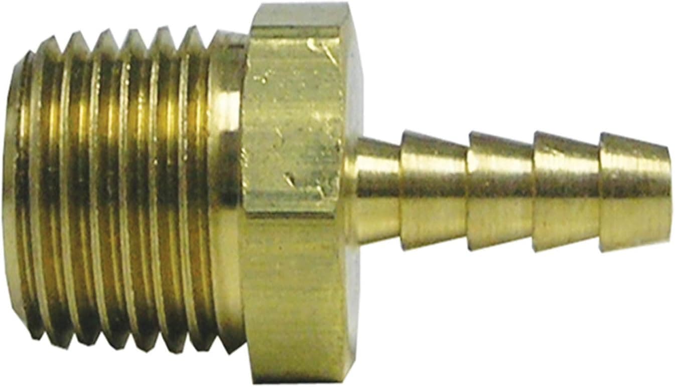 Watts LFA85 Brass Hose Barb x Male Pipe, 1/8-Inch B x 1/4-Inch MIP