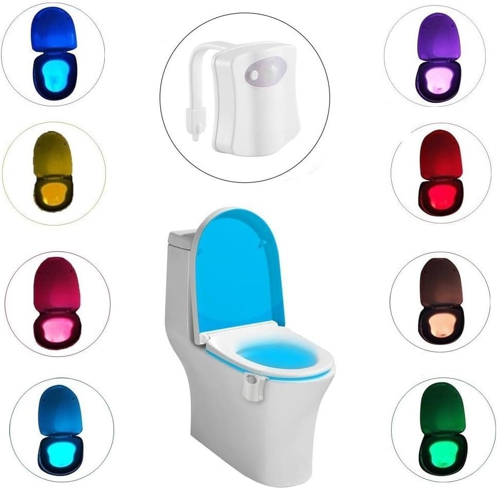 Refoss Toilet Night Light, Motion Sensor Activated Light with 8 Colors Changing and 2 Modes for Home Washroom Bathroom Hotel Toilet or Kids Midnight Potty Training