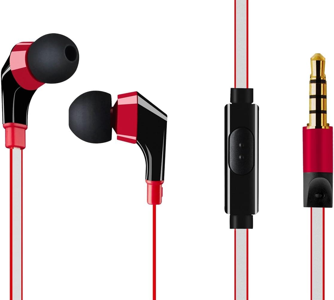 Sownd A108R (Red) Audio Premium Black w/Red Glow Cable In-Ear Noise-isolating Earphones w/Mic
