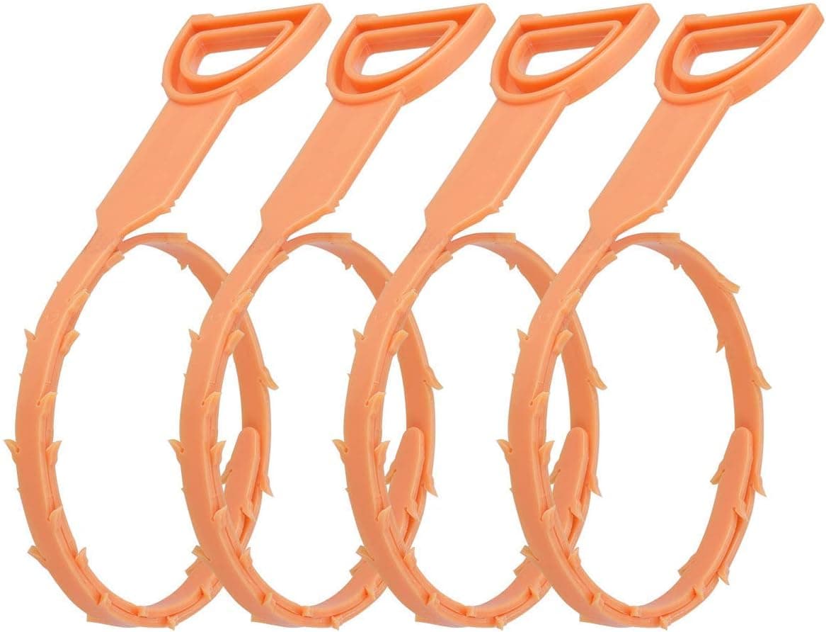 Drain Snake Hair Drain Clog Remover Cleaning Tool, Tube Drain Cleaning Removal Opener for Sink and Bathtub, 19.6 Inch, Orange, 4 Pack