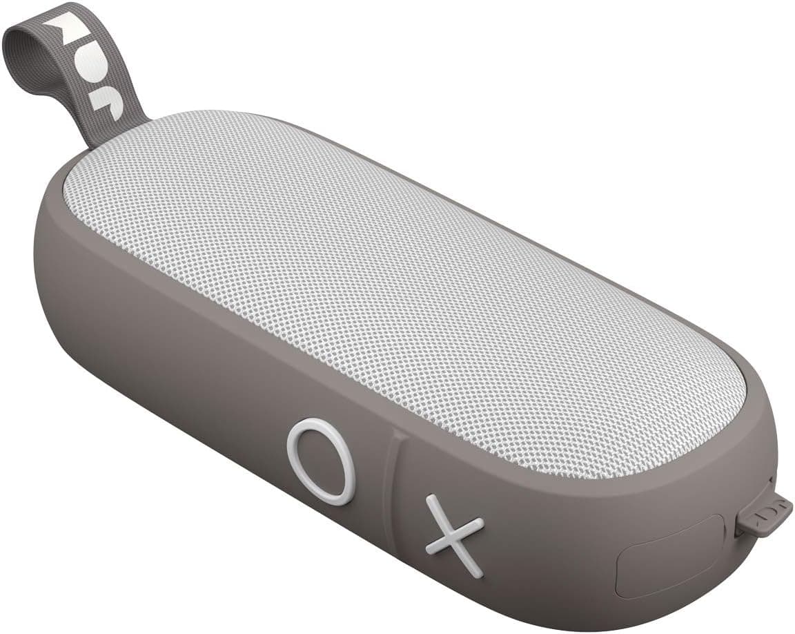 JAM Hang Around, Pairable Waterproof Bluetooth Speaker 100 ft. Range, 20 Hour Playtime, Dust-Proof, Drop-Proof IP67 Rating Built-in Speakerphone, Aux-In Port, USB Charging Gray