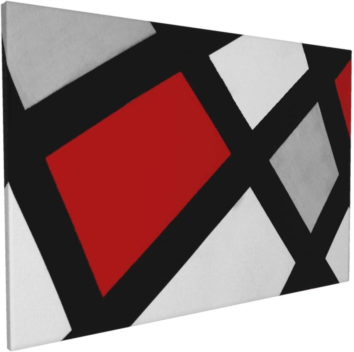 Jreergy Canvas Wall Art For Bedroom Red Gray Black White Geometric Canvas Wall Art Print Artwork Wall Pictures For Living Room Home Decor 16x24inch