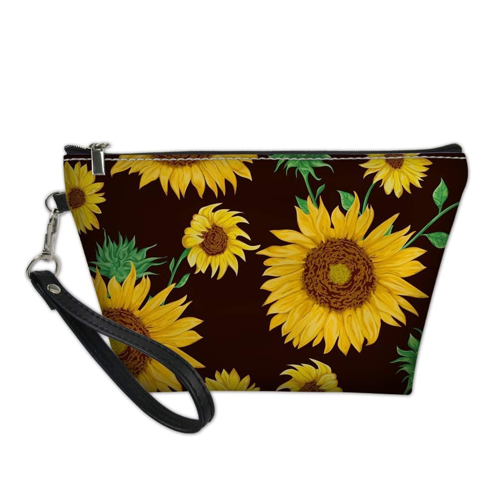 chaqlin Sunflowers Makeup Bag Cosmetic Bags Travel Water Resistant Bag Multifuncition Pencil Holder