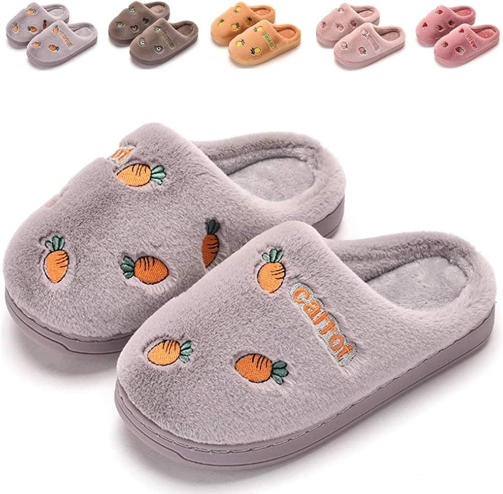 Toddler Boys Girls Slippers Fluffy Little kids House slippers Warm Cute Fruit Home Slipper(Toddler/Little Kids/Big Kids)
