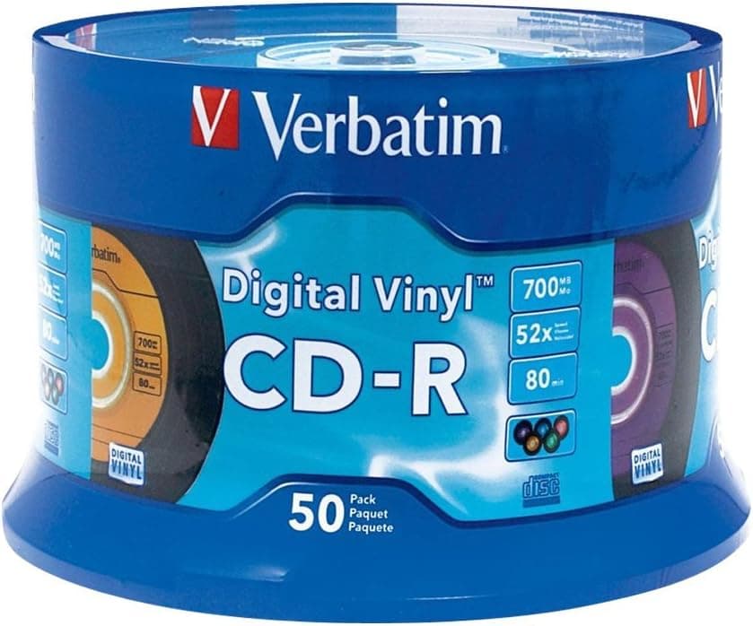 Verbatim CD-R 80min 52X with Digital Vinyl Surface 50pk Spindle - Blue/Green/Orange/Pink/Purple