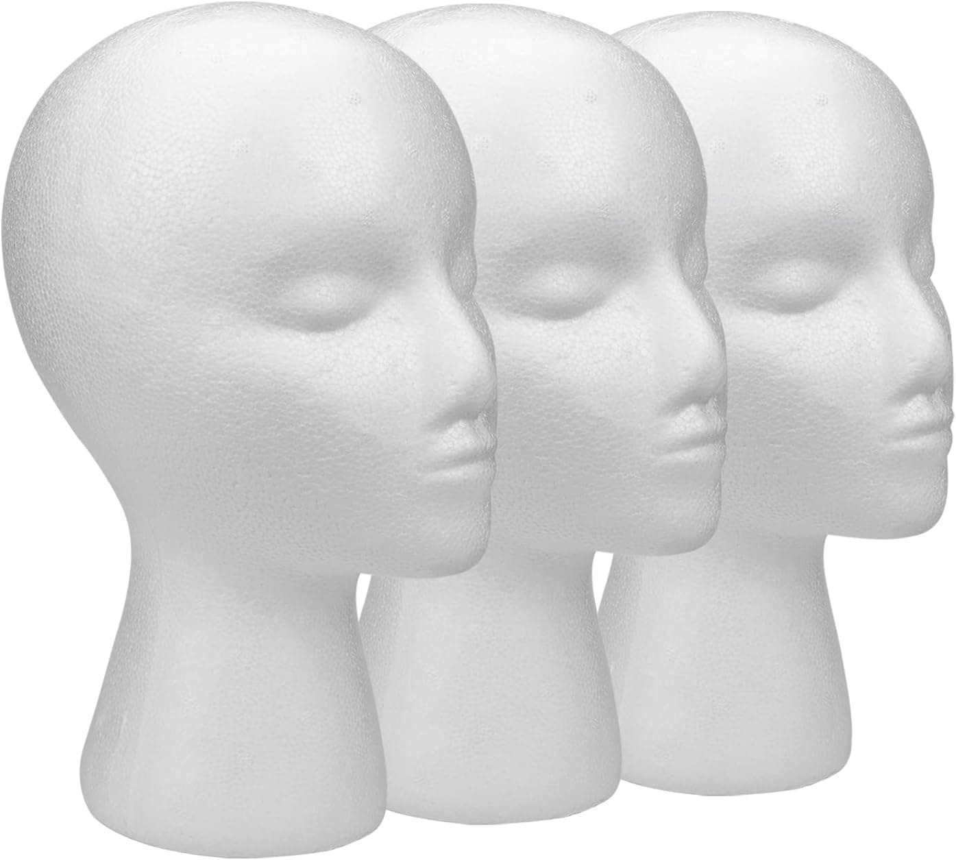 Foraineam 3 Pack 11 Inch Foam Wig Heads Female Foam Mannequin Head Wigs Display Stand Holder Manikin Cosmetics Model Head for Wigs, Glasses, Hats, Hairpieces