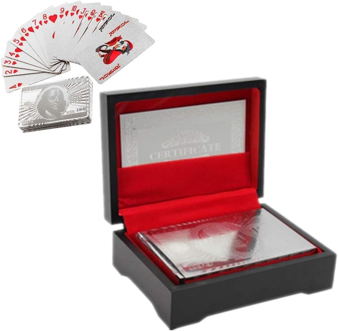 Silver Plated Playing Cards | Poker Playing Cards | Silver Plated Playing Card Waterproof Silver Plated Poker Game