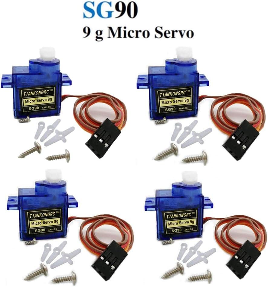 WANBA SG90 Micro Servo Motor Mini 9G Compatible for RC Robot Helicopter Arm/Hand/Walking/Servo Door Lock, Control with Arduino (4 pcs sg90)