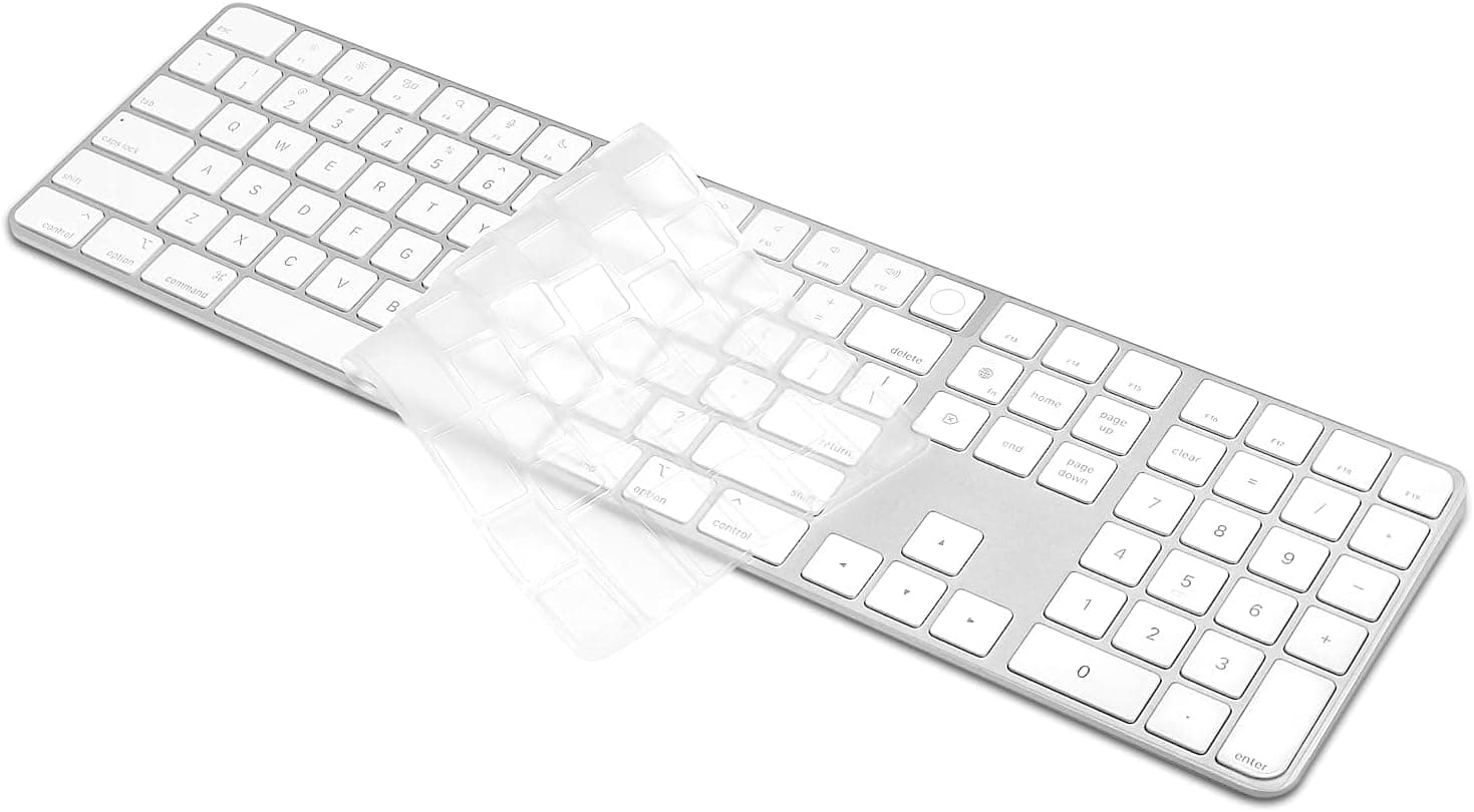 ProElife Ultra Thin Keyboard Cover Skin for Apple Magic Keyboard with Touch ID and Numeric Keypad Model-A2520 (for 2022 Mac Studio & 2021 Apple iMac 24 inch M1 Chip) 0.12-mm TPU Protector (Clear)