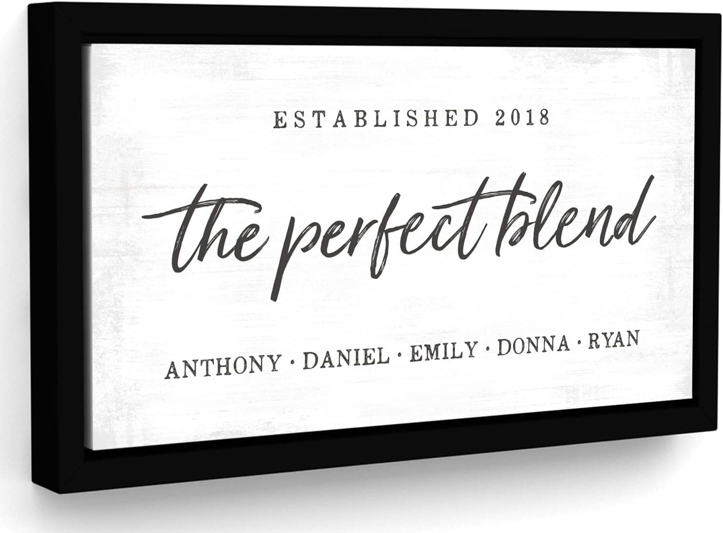 Custom The Perfect Blend Personalized with Names & Established Dates, Family Gather Signs for Home Decor on Canvas Wall Art 10"x20"