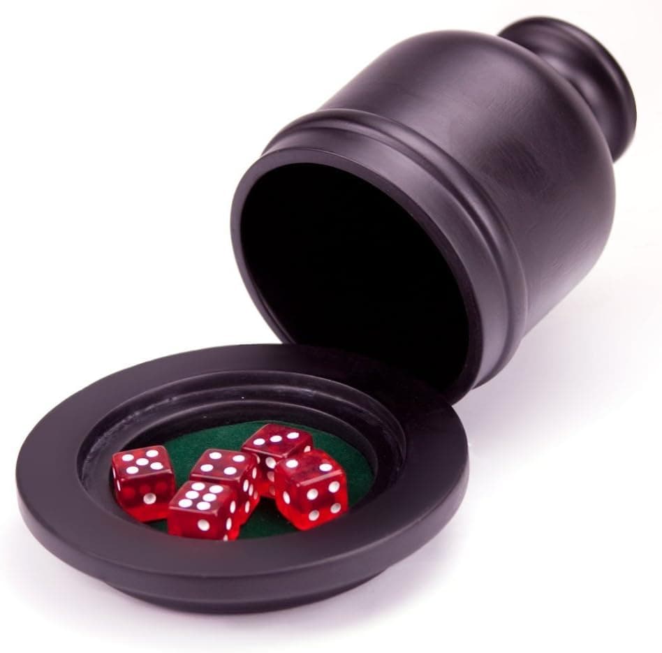 Brybelly Deluxe Wooden Dice Cup Shaker with Felt Lined Tray