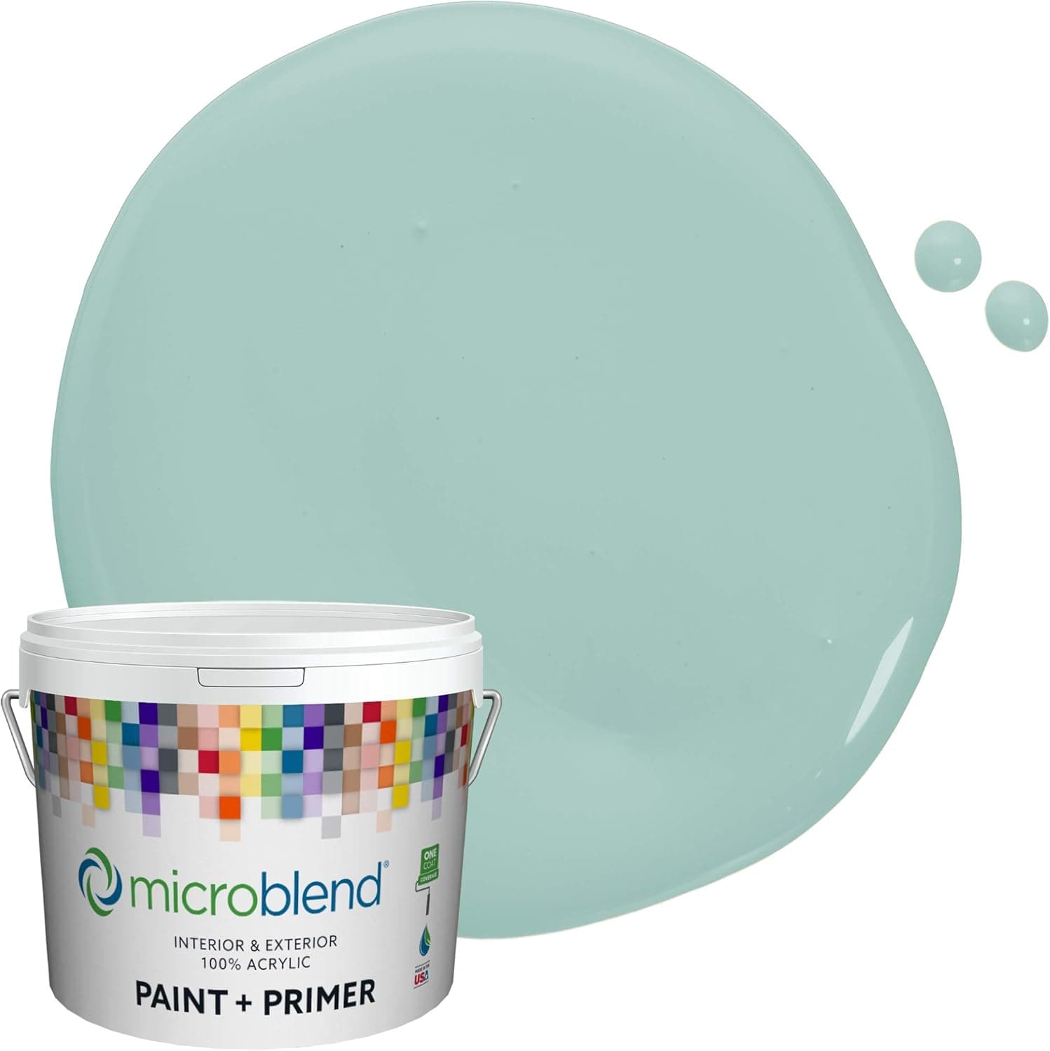Microblend Exterior Paint and Primer - Mint/Shower of Spring, Semi-gloss Sheen, 1 Gallon, Premium Quality, UV and Rust Blockers, Washable, High Hide, Microblend Tahoe Collection