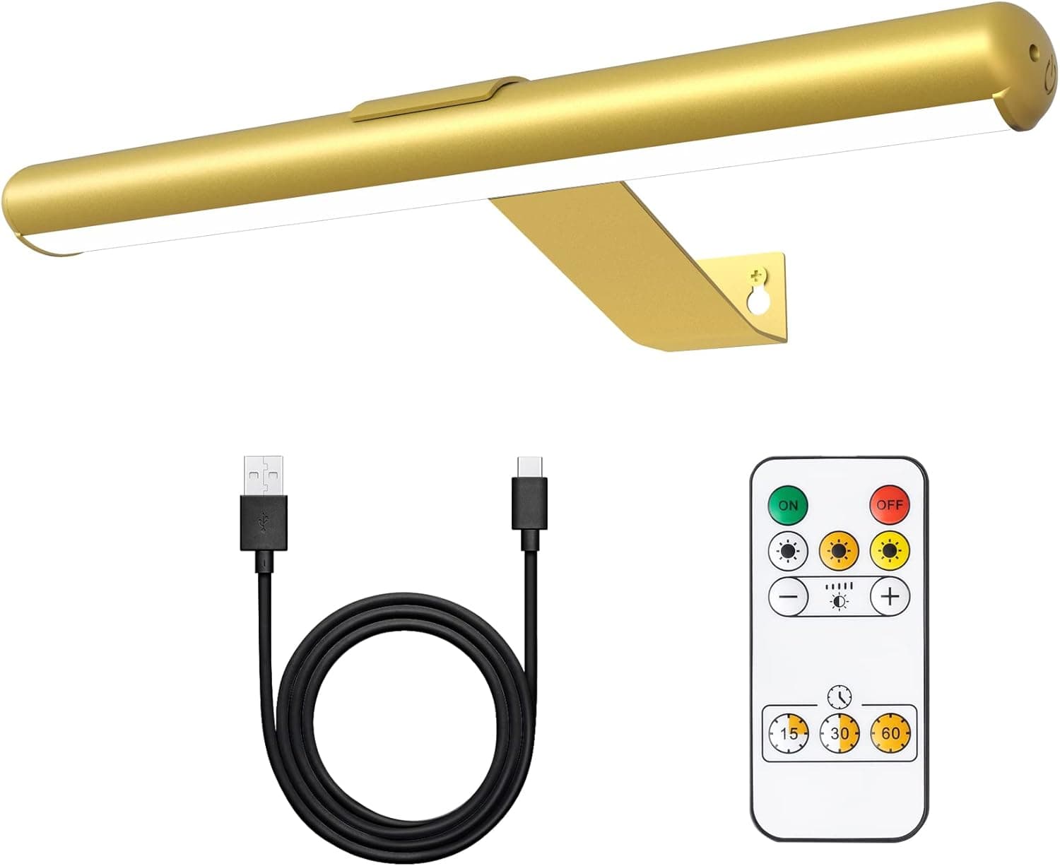 YAQIIHOME Wireless Picture Light Painting Light Gold,Battery Operated Picture Light with Remote Control Full Metal Magnetic Mount, Led Art Display Light Indoor Wall Lighting Dimmable and Timer Off