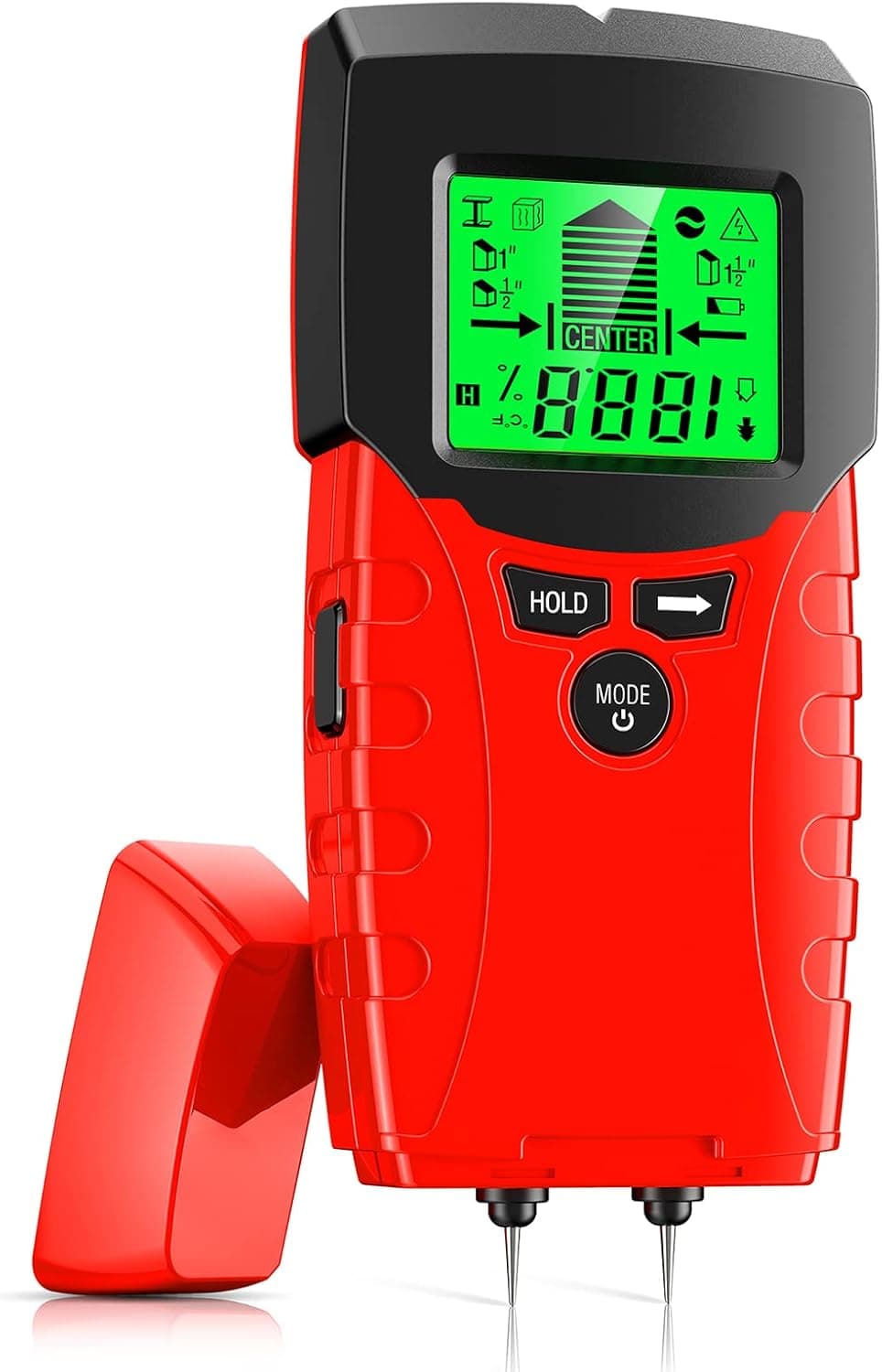 Stud Finder Wall Scanner 6 in 1 Stud Detector with Moisture Meter-Upgraded Electronic Digital Stud Sensor Beam Finder Finding Center Edge with LCD Display for Wood Beam AC Wire Metal Studs Joist Pipe