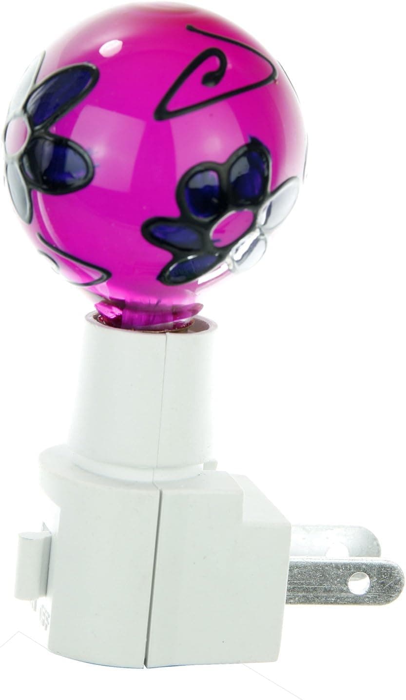 Sunlite 04072-SU E169 Colored Stained Glass Globe Decorative Night Light, Red
