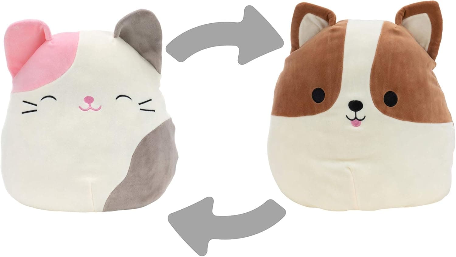 Squishmallows Official Kellytoy Plush 12" Limited Edition Flip-A-Mallows, Reginald The Corgi and Karina The Cat- Ultrasoft Stuffed Animal Plush Toy