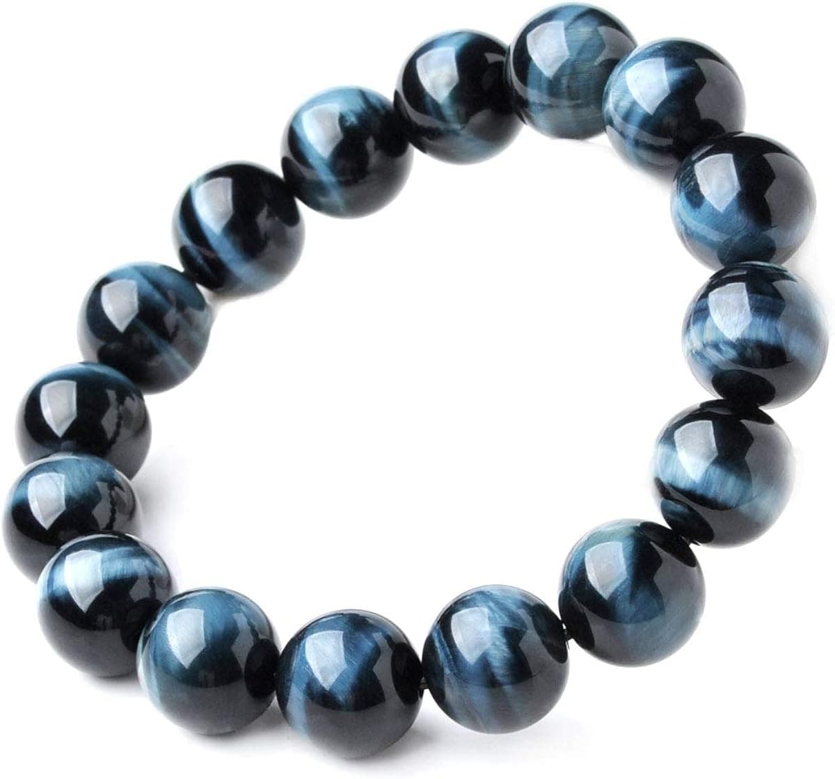 Jan&Dee Natural Genuine Blue Tiger's Eye Crystal Bracelet 8mm