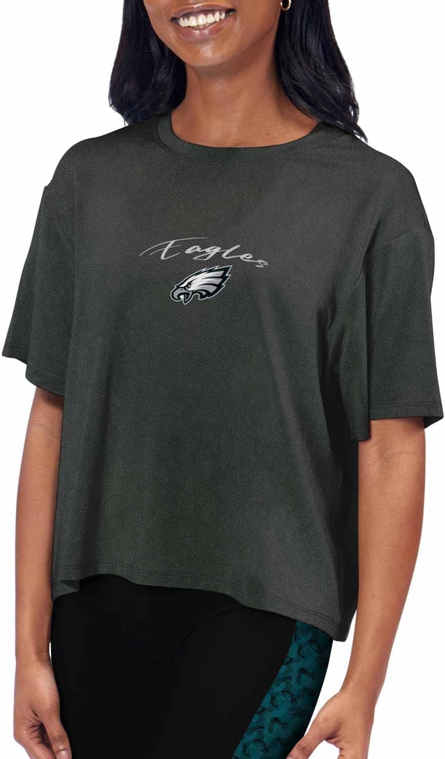 Certo NFL Shirt for Women - Cropped Short Sleeve Moisture-Wicking Tshirt