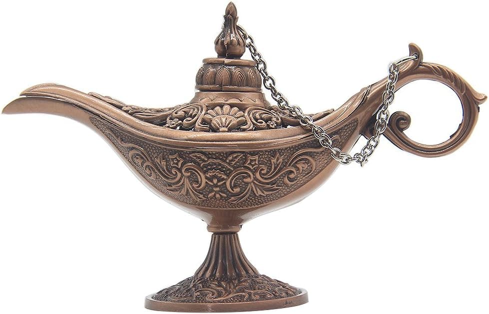AVESON Classic Vintage Hollow Magic Genie Light Costume Lamp Home Table Decoration & Gift, Small (4.7"x1.7"x2.9"), Copper