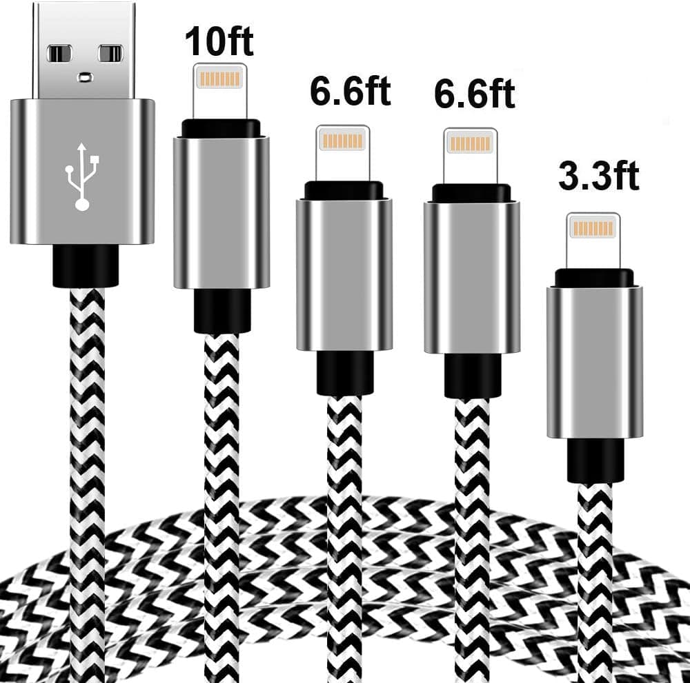 Phone Cable .4Pack (3/6/6/10FT) Nylon Braided USB Charging .& Syncing Cord Compatible Phone. X/8/8 Plus/7/7 Plus/6s/6s Plus/SE and SO ON