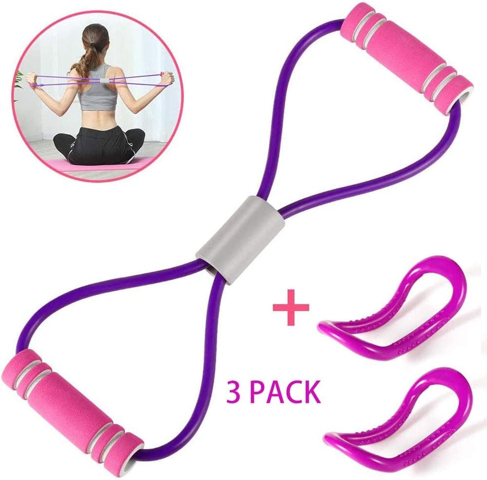 i-FSK Yoga Pull Rope,Pilates Circles Ring,Resistance Bands with Handle, 8 Shape Exercise Band Double Tube, Fitness Equipment Tool for Home Workout, Physical Therapy, Strength Training, Muscle Toning