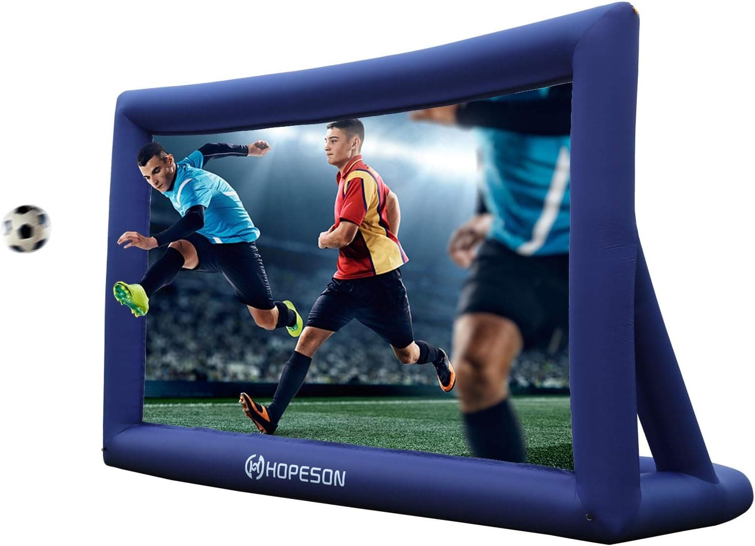 Hopeson 16 Feet Outdoor Inflatable Movie Projector Screen Portable Blow Up TV Projector Screen Motorized Blue Theater Screen Backyard Rear Projection