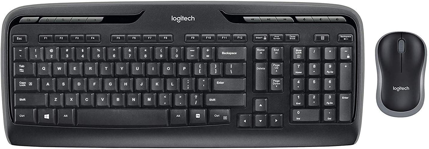 Logitech K330 Wireless Desktop Keyboard and Wireless Mouse Combo — Entertainment Keyboard and Mouse, 2.4GHz Encrypted Wireless Connection, Long Battery Life MK320 Combo (Renewed)