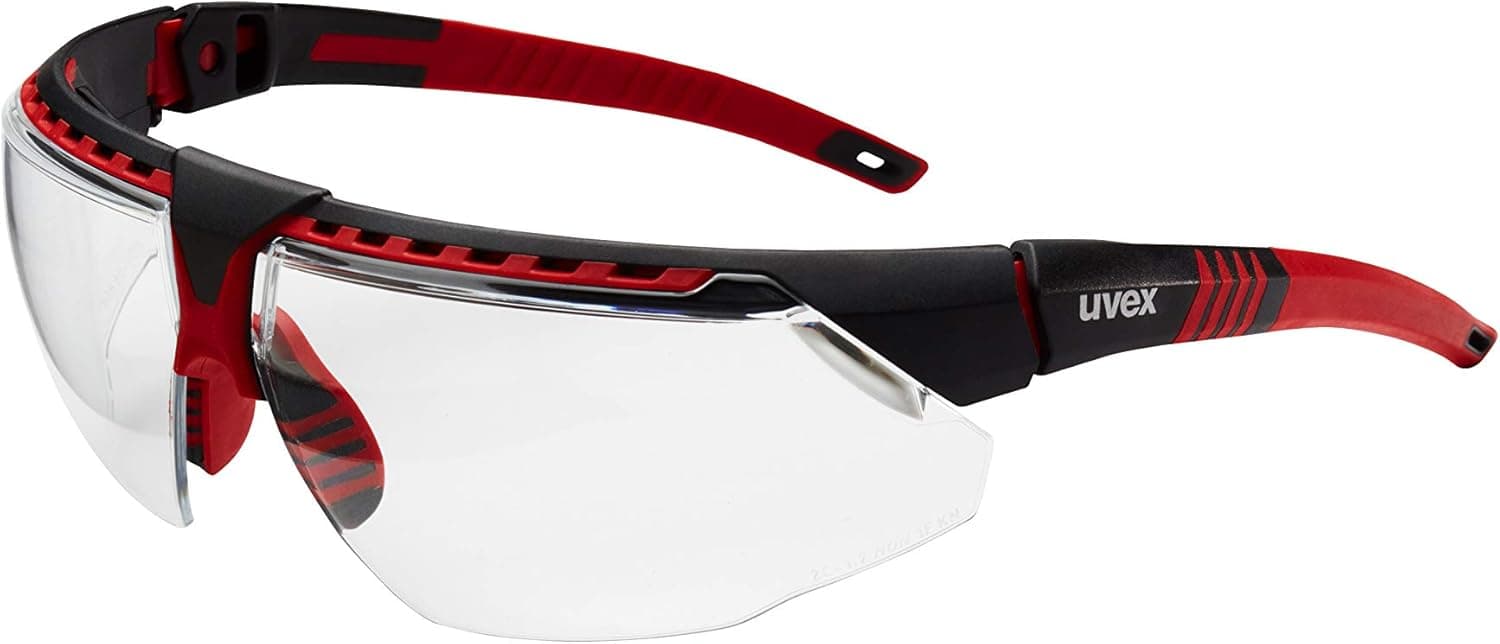 UVEX by Honeywell by Honeywell Avatar Safety Glasses Red Frame with Clear Lens & HydroShield Anti-Fog Coating (S2860HS)